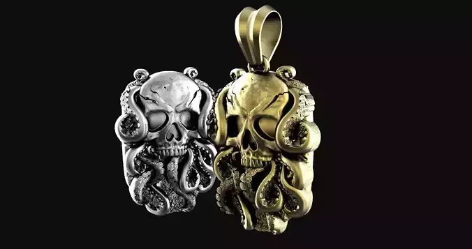 skull with tentacles pendant
