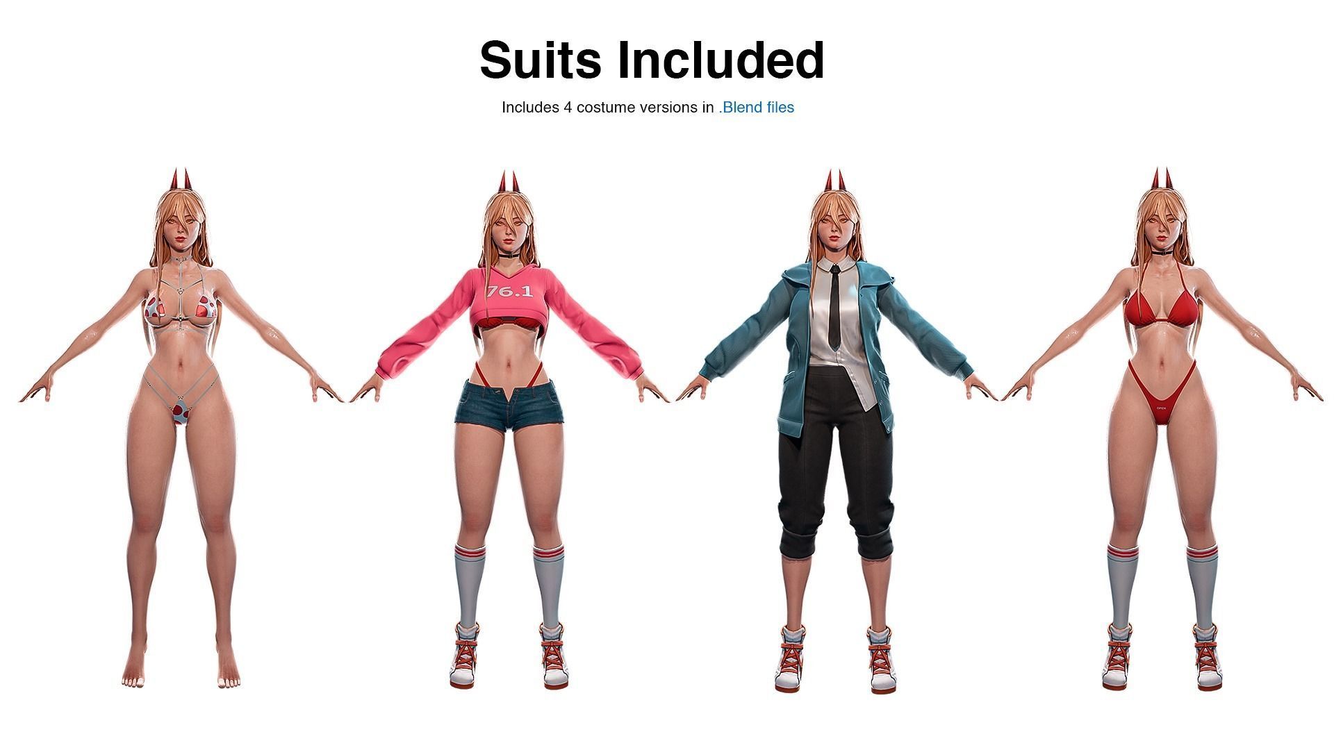 Power - Chainsaw Man - 3D Blender - UE4 Low-poly 3D model_1