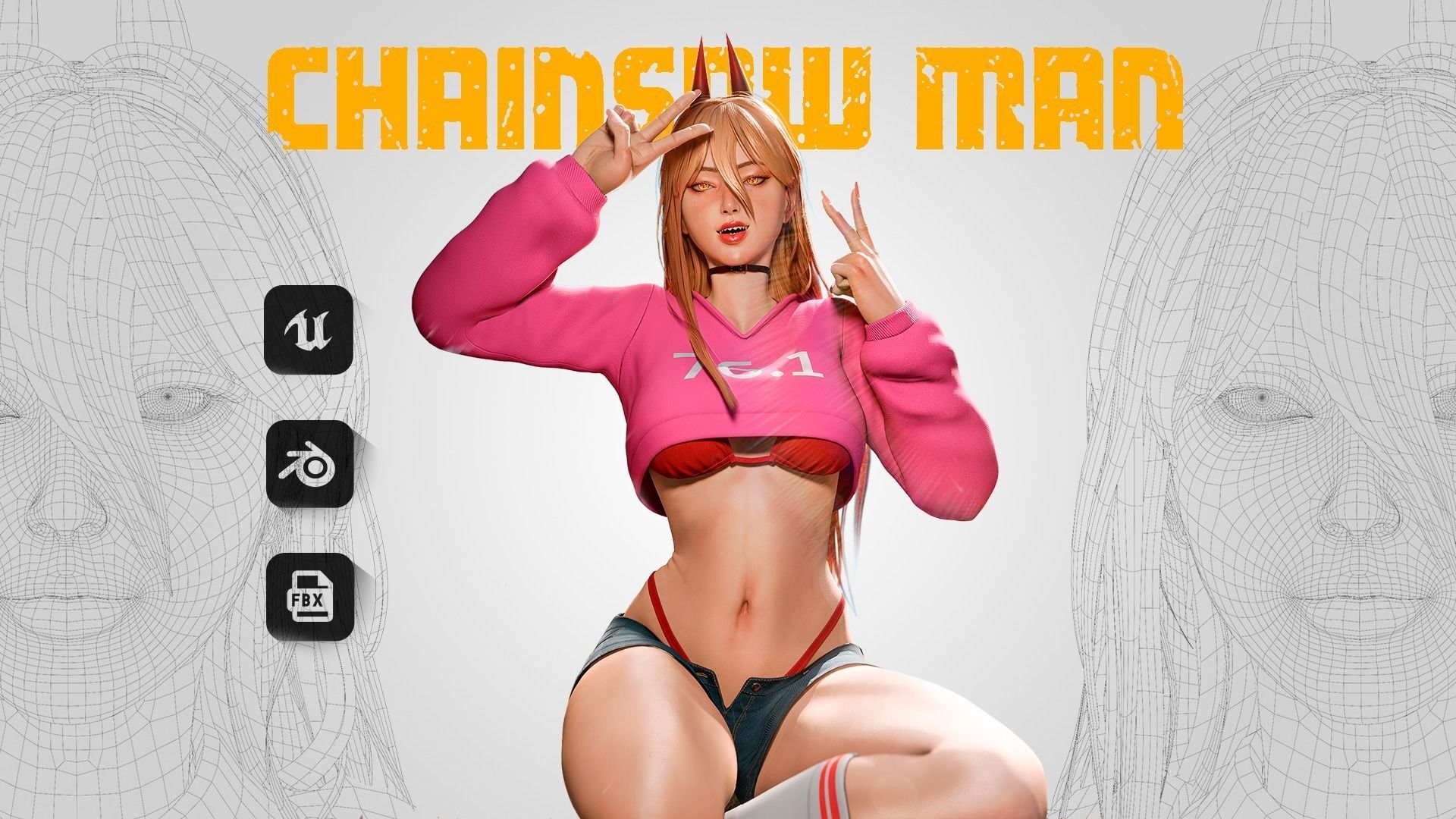 Power - Chainsaw Man - 3D Blender - UE4 Low-poly 3D model_0