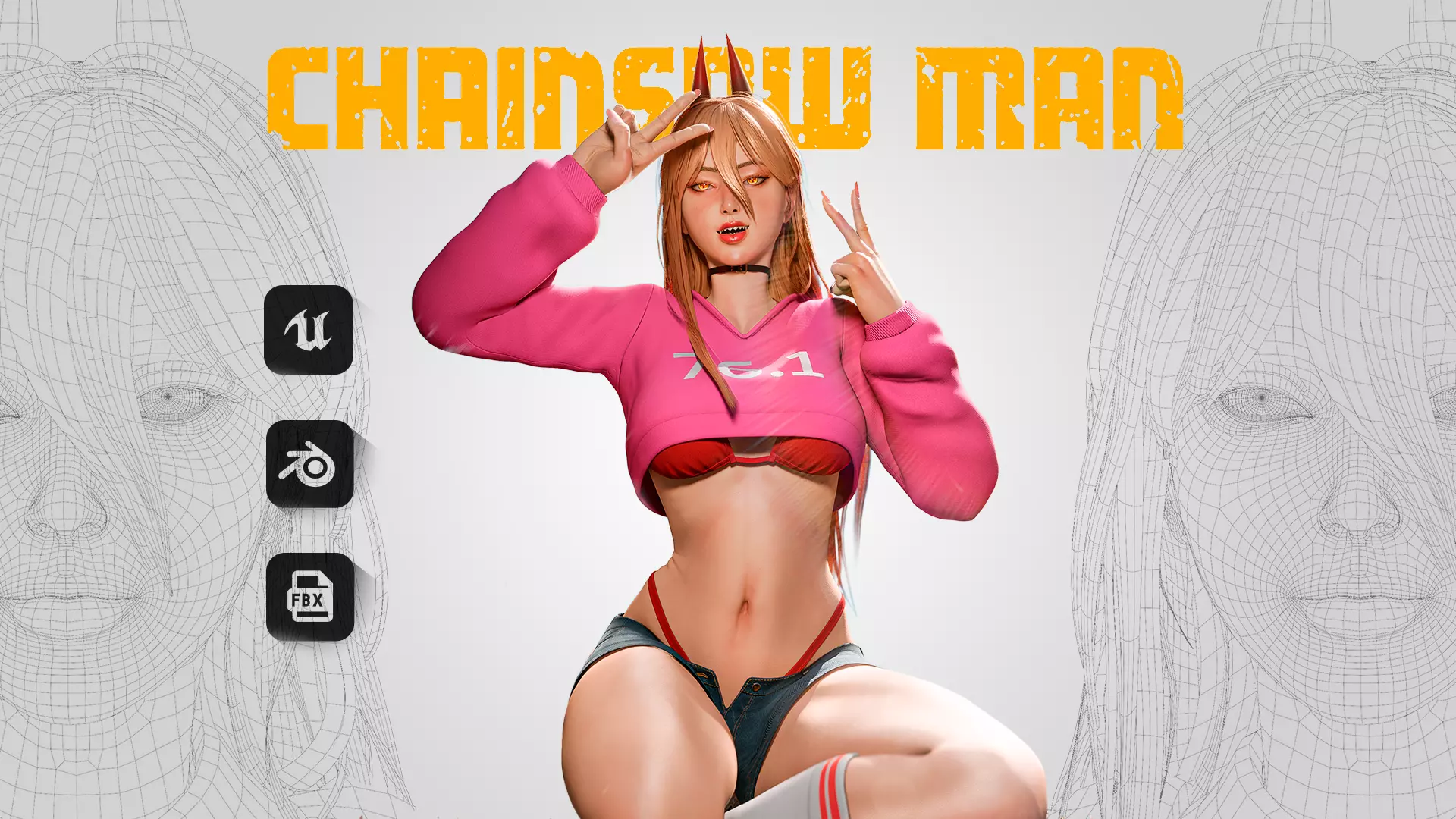 Power - Chainsaw Man - 3D Blender - UE4 Low-poly 3D model_0