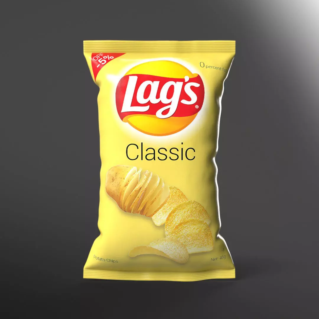 Chips Packet Low-poly 3D model_0