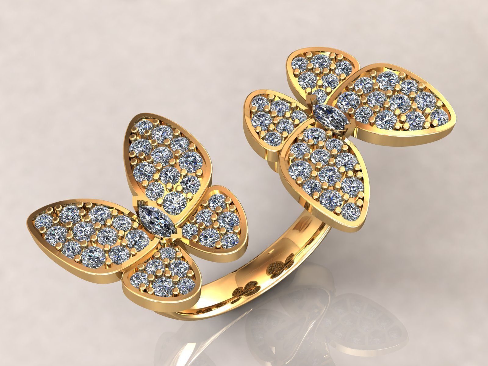 Two Butterfly Between Finger Ring VCA 3D print model_2