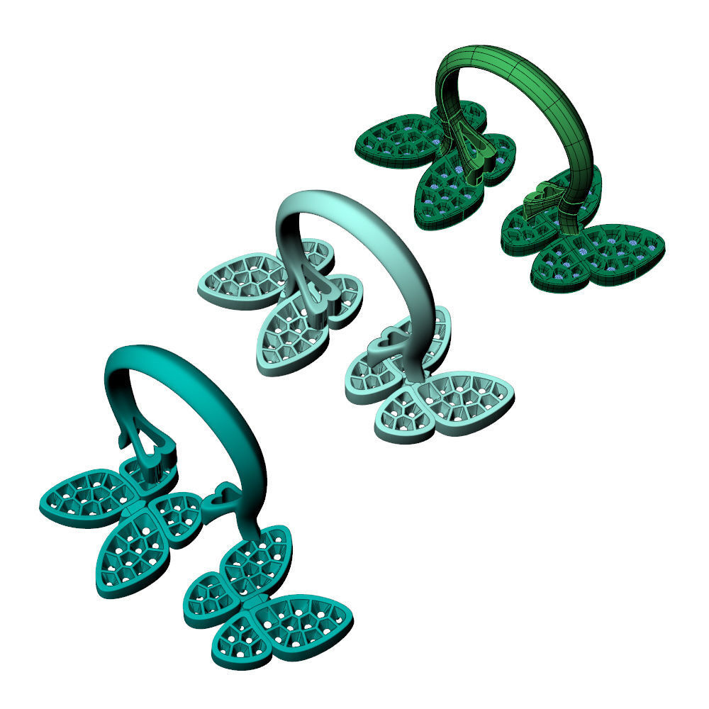 Two Butterfly Between Finger Ring VCA 3D print model_14