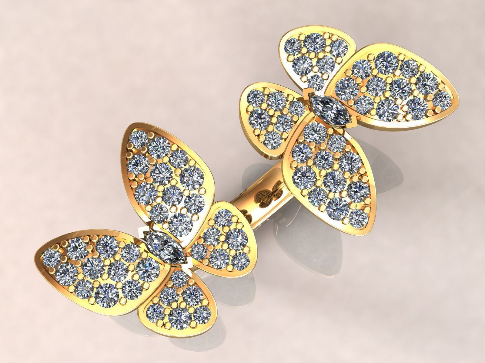 Two Butterfly Between Finger Ring VCA 3D print model_6