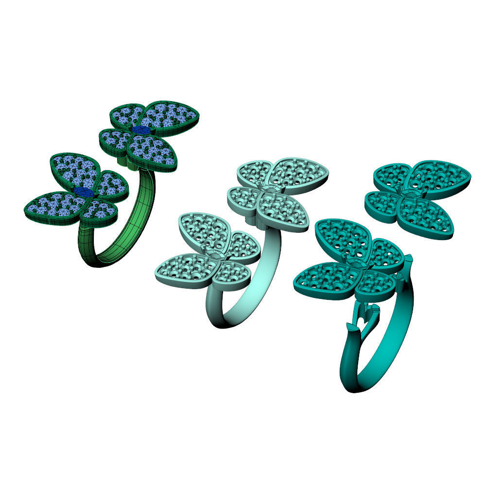 Two Butterfly Between Finger Ring VCA 3D print model_11