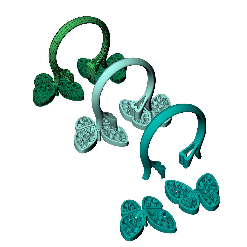 Two Butterfly Between Finger Ring VCA 3D print model_15