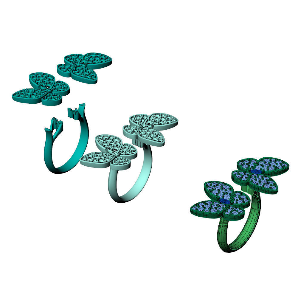 Two Butterfly Between Finger Ring VCA 3D print model_8
