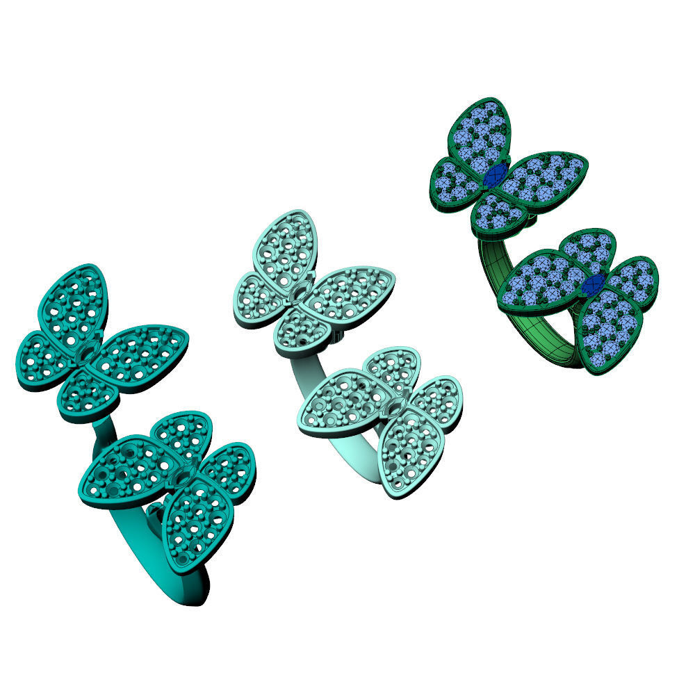 Two Butterfly Between Finger Ring VCA 3D print model_12