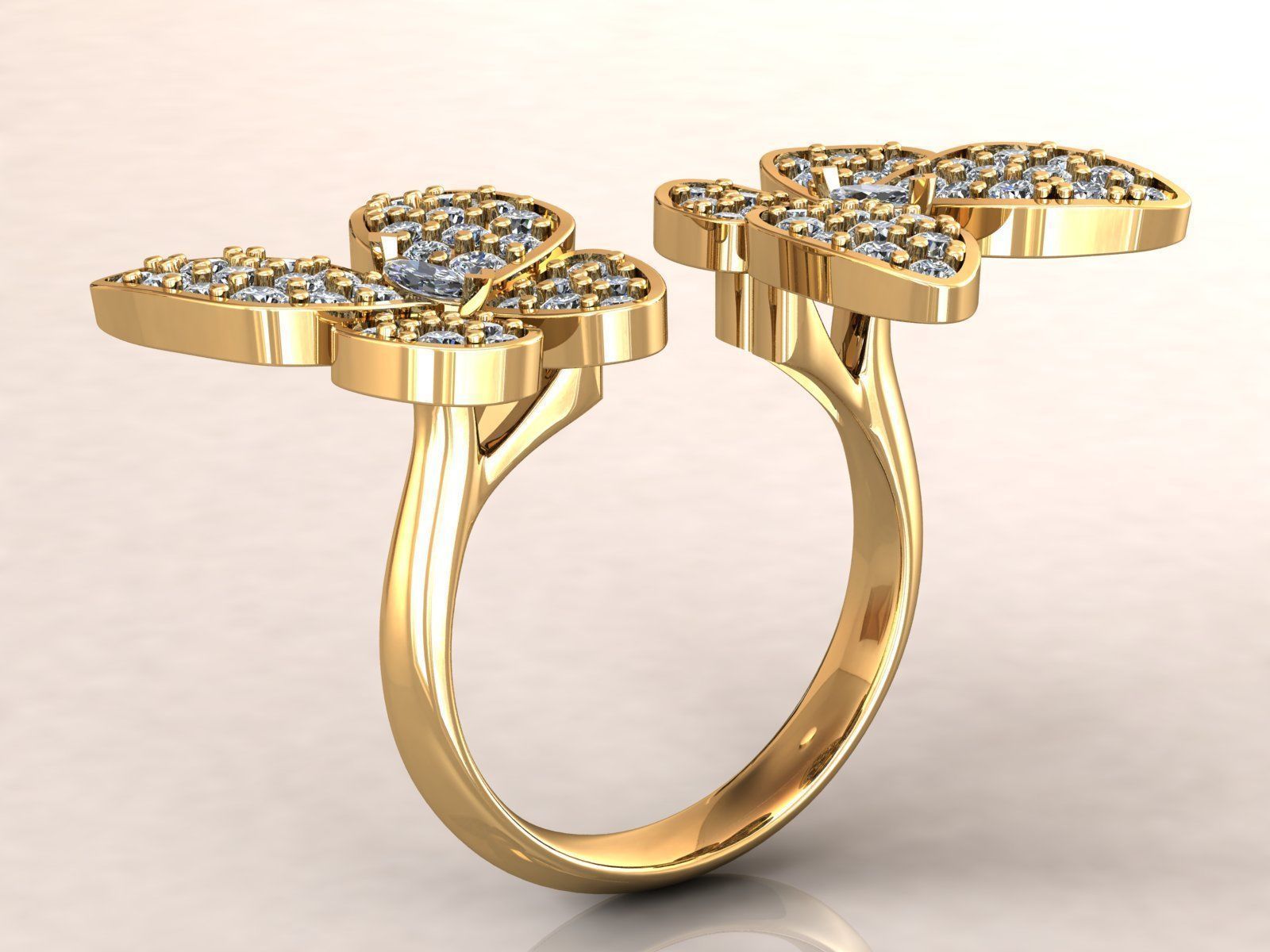 Two Butterfly Between Finger Ring VCA 3D print model_3