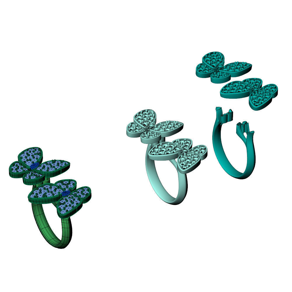 Two Butterfly Between Finger Ring VCA 3D print model_9