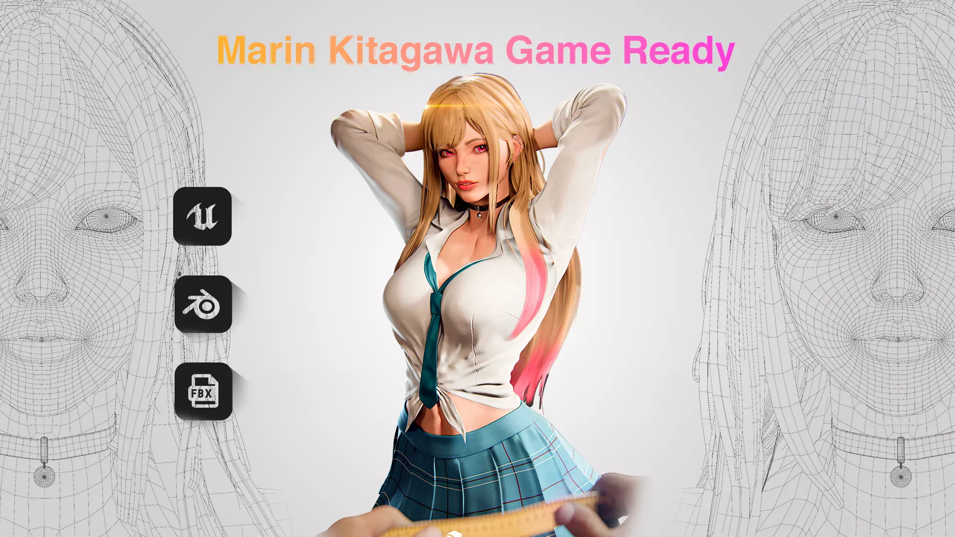 Marin Kitagawa - Game Ready 3D model Low-poly 3D model_0