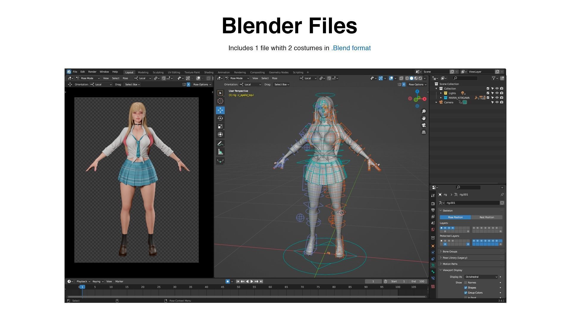 Marin Kitagawa - Game Ready 3D model Low-poly 3D model_8