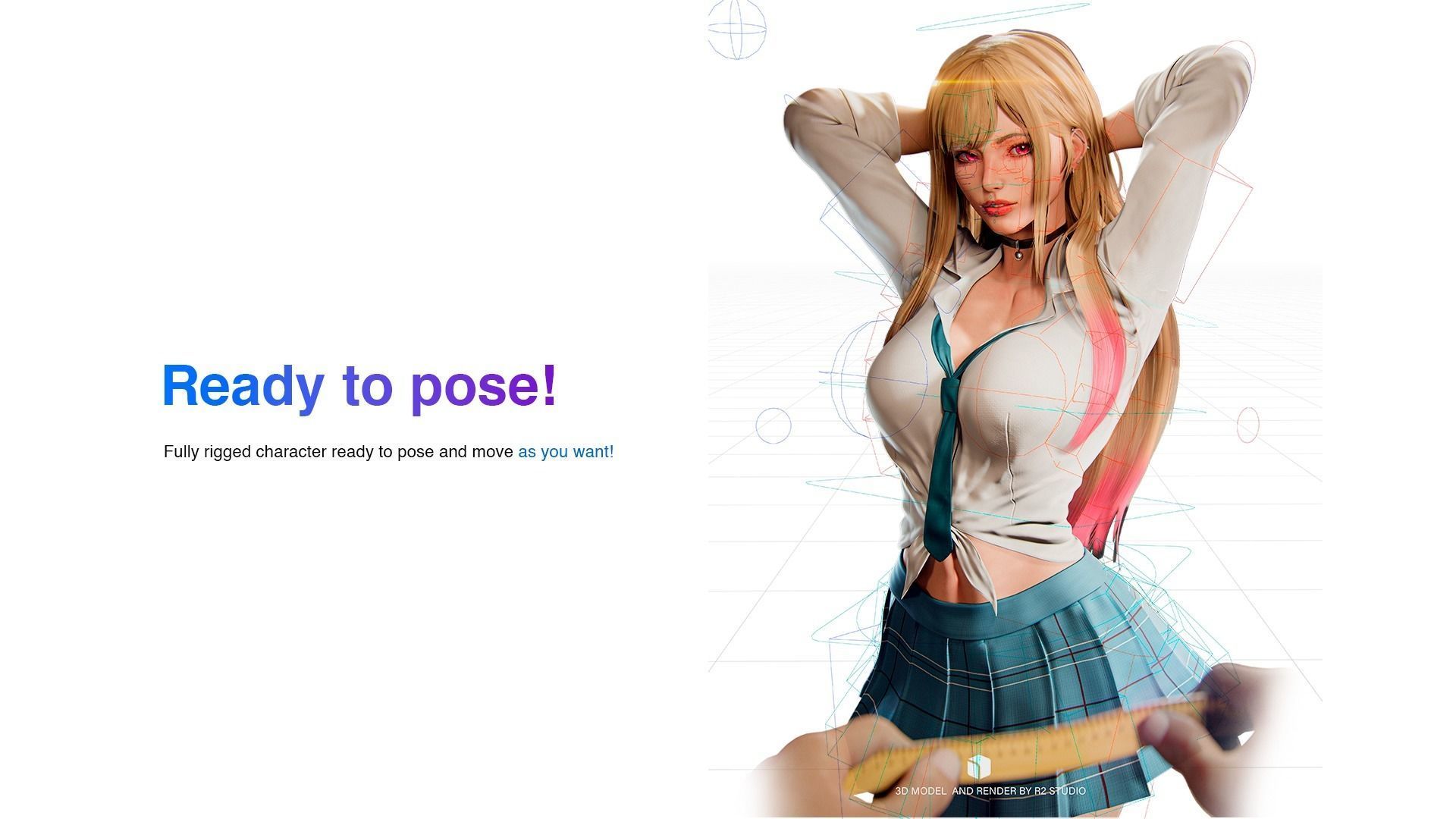 Marin Kitagawa - Game Ready 3D model Low-poly 3D model_7