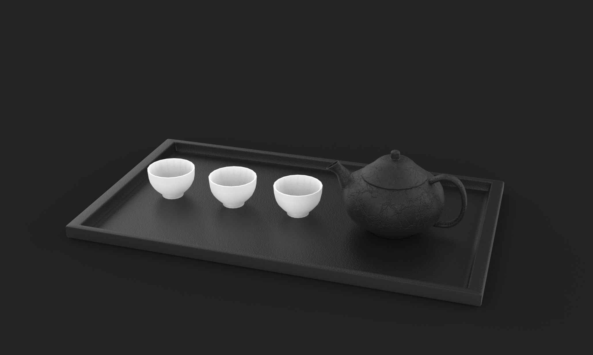 Japanese Tea Set 3D model_2