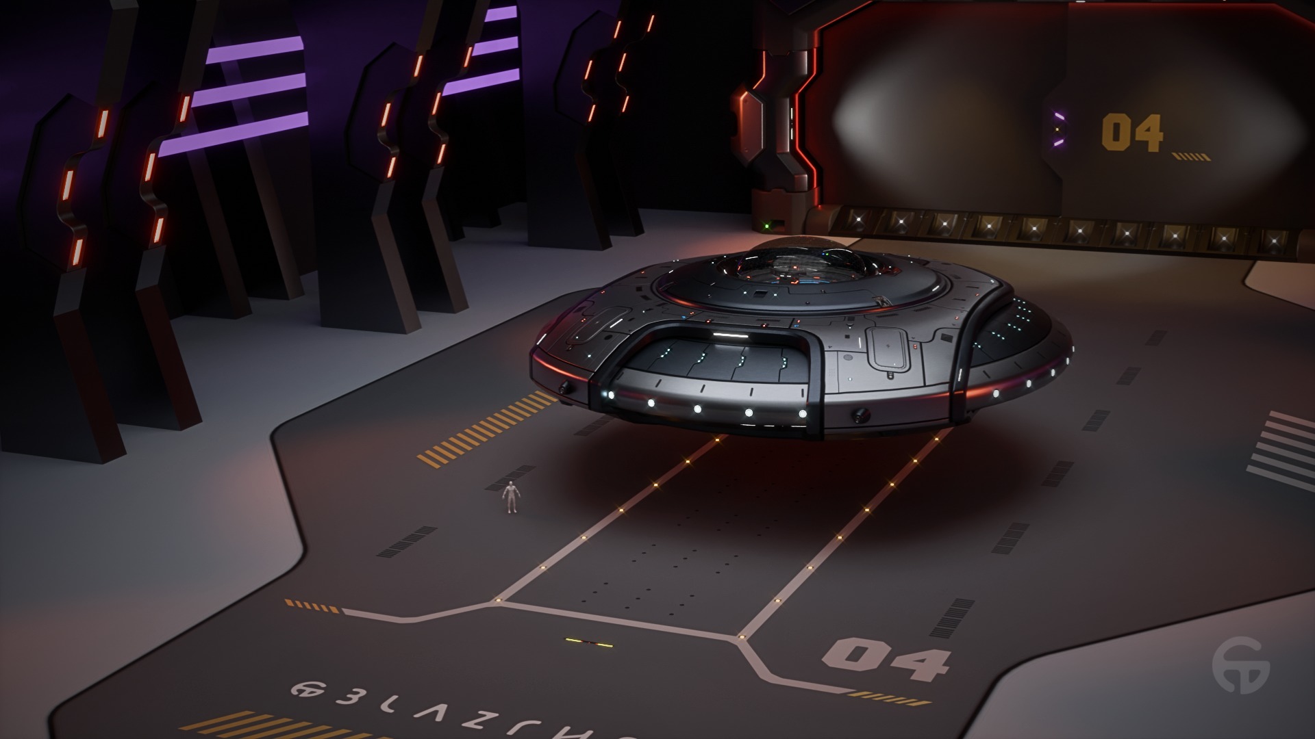 Oblasphere UFO Spaceship 3D Model Low-poly 3D model_11