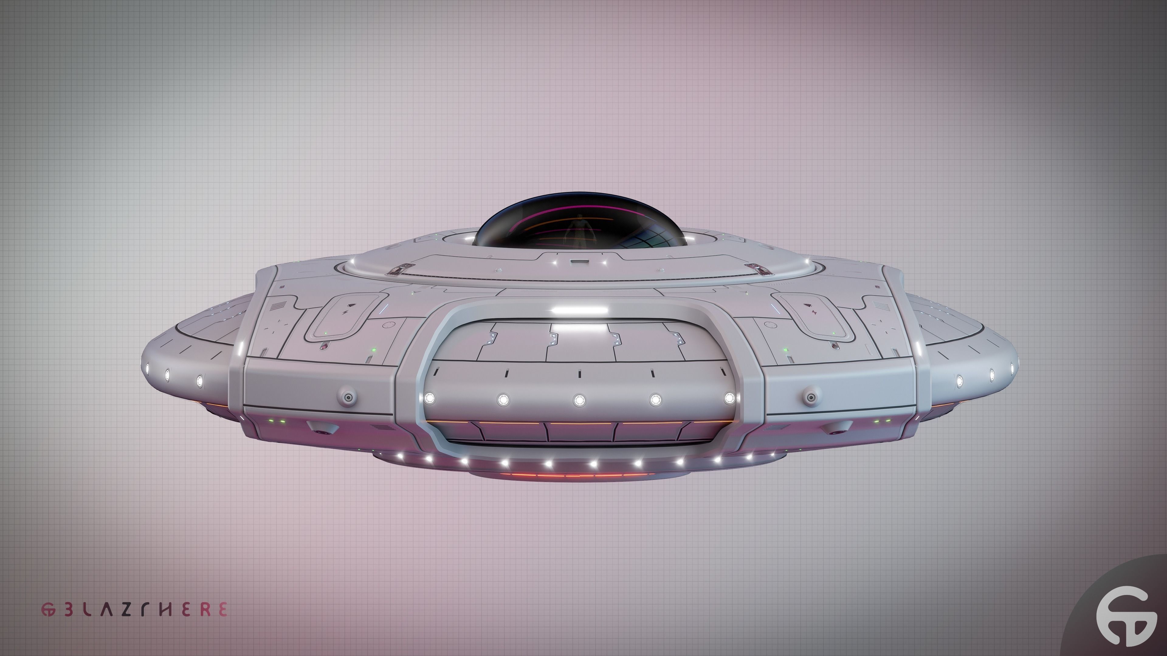 Oblasphere UFO Spaceship 3D Model Low-poly 3D model_24