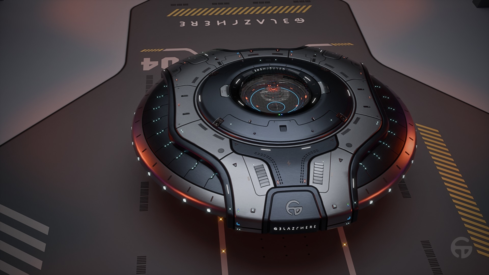 Oblasphere UFO Spaceship 3D Model Low-poly 3D model_8