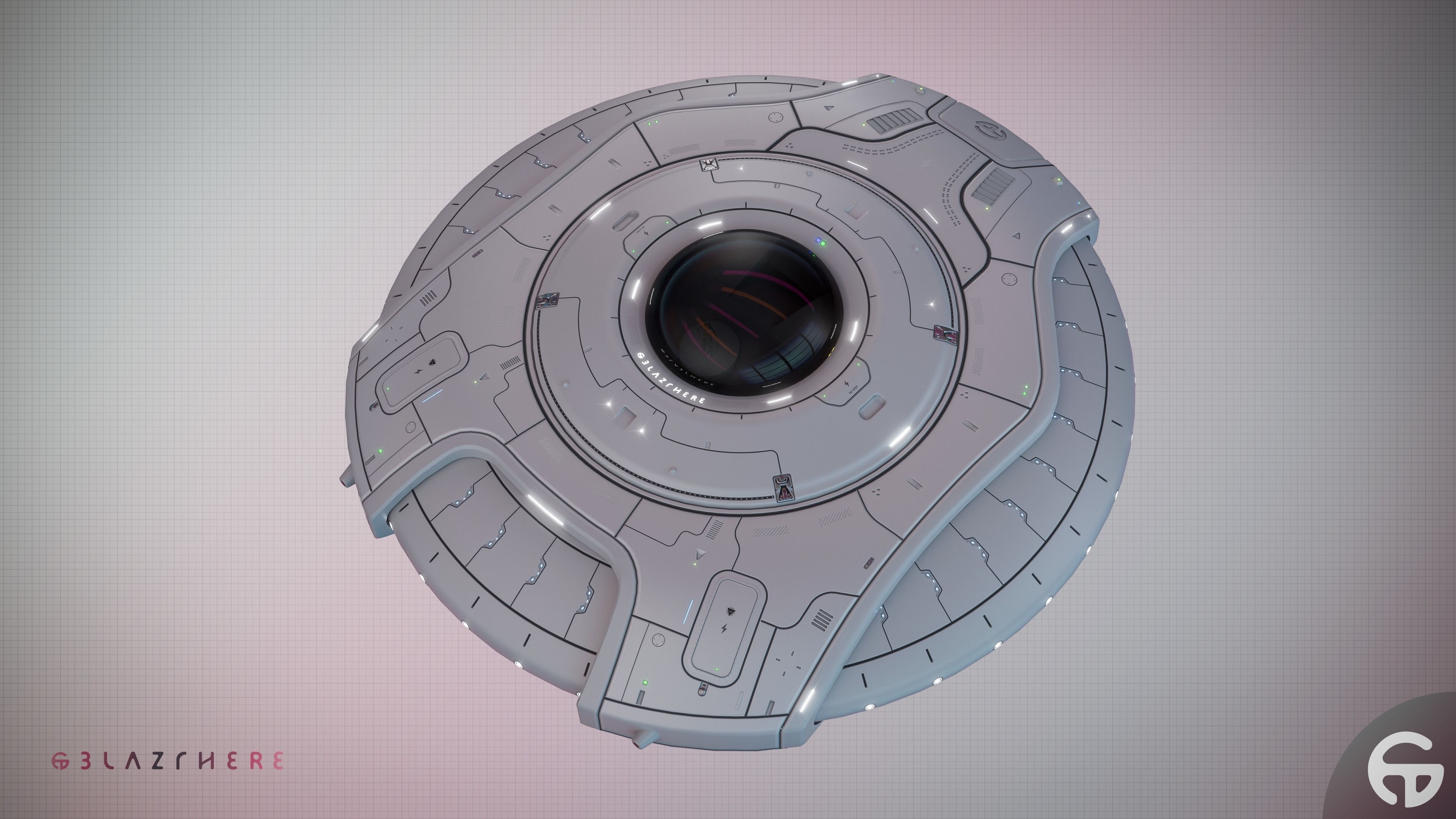 Oblasphere UFO Spaceship 3D Model Low-poly 3D model_18