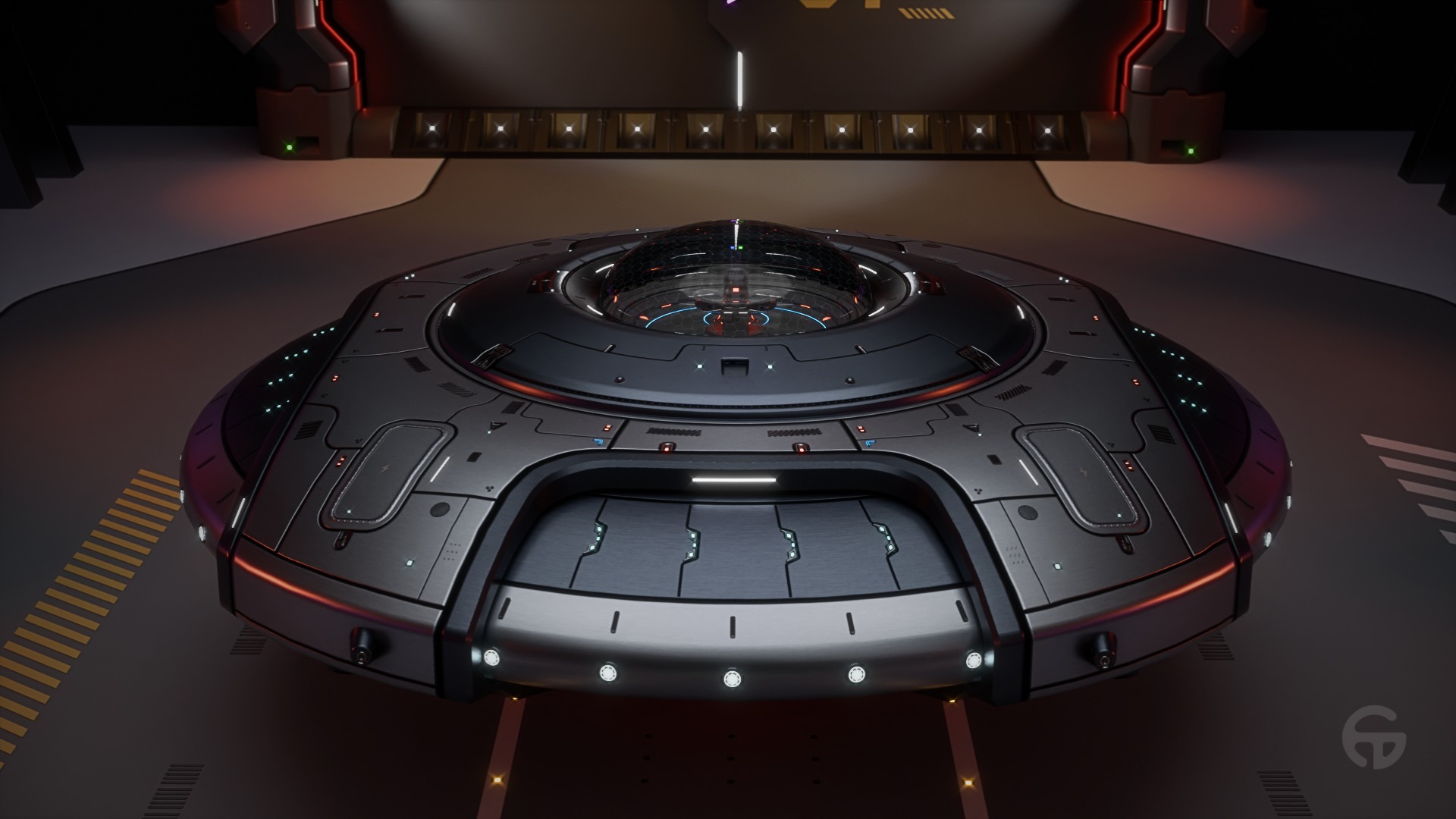 Oblasphere UFO Spaceship 3D Model Low-poly 3D model_2