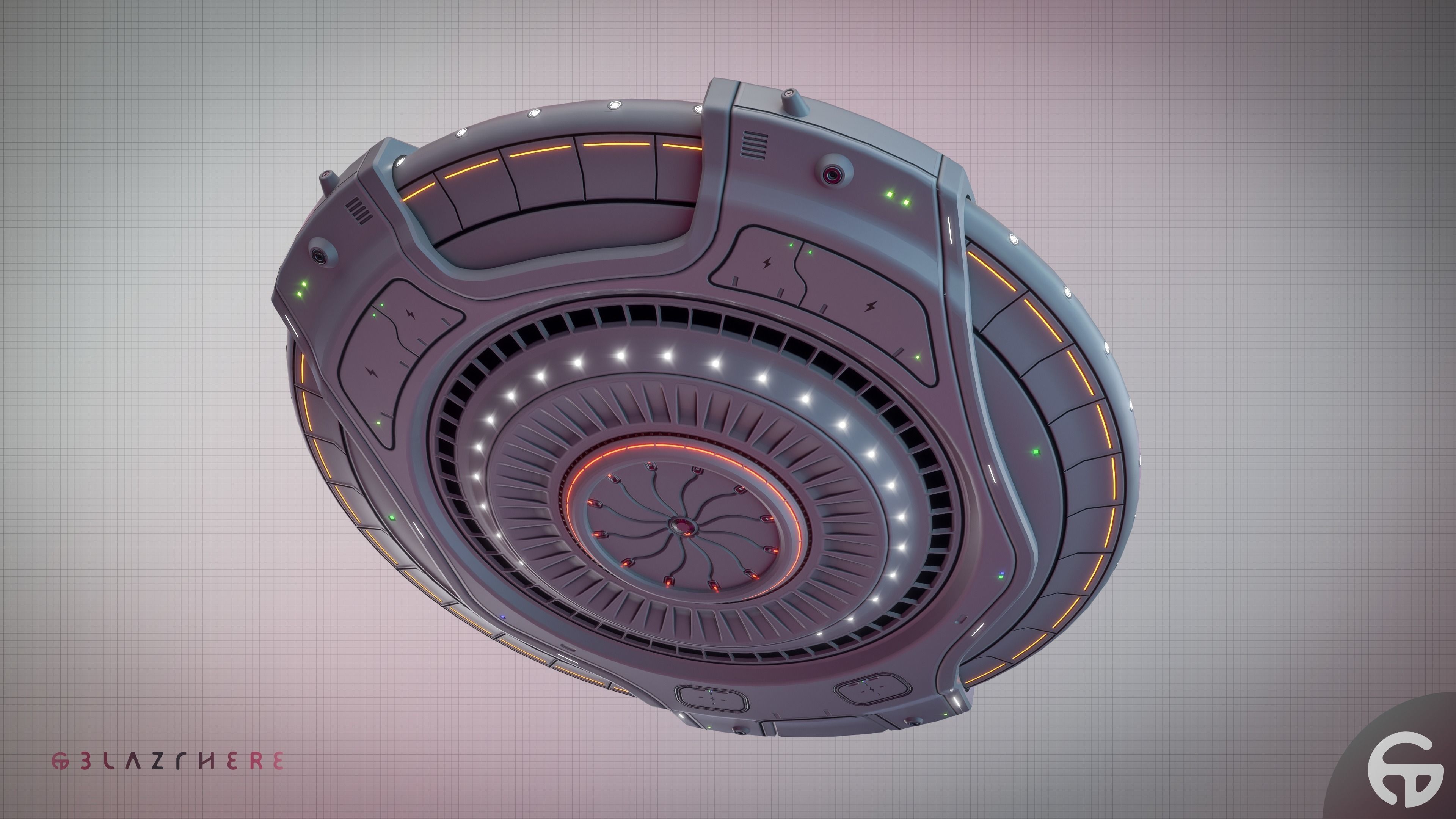 Oblasphere UFO Spaceship 3D Model Low-poly 3D model_22