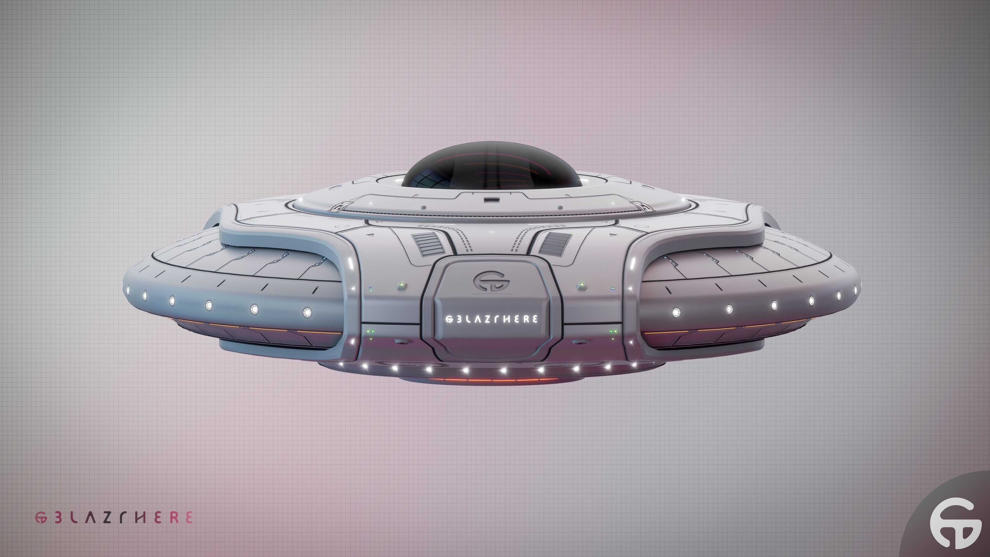 Oblasphere UFO Spaceship 3D Model Low-poly 3D model_23
