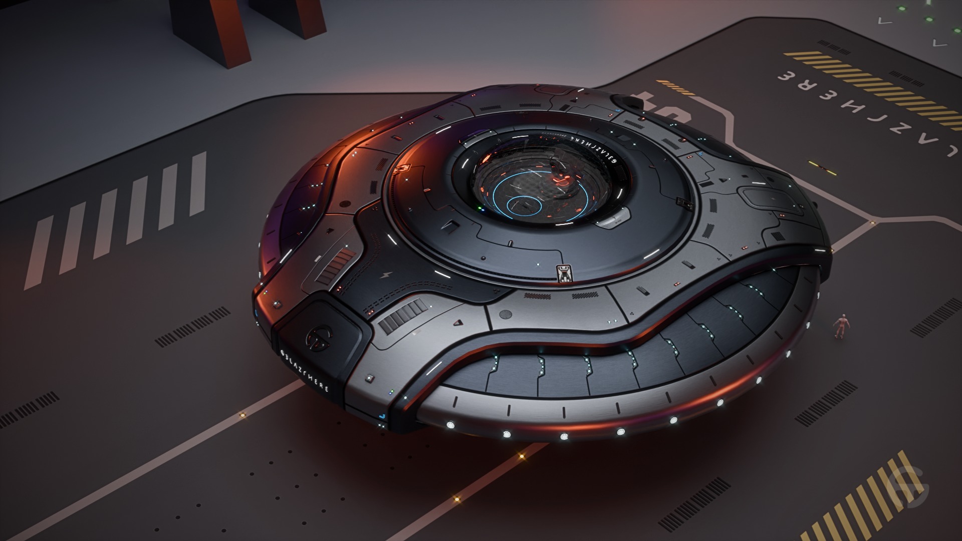 Oblasphere UFO Spaceship 3D Model Low-poly 3D model_5