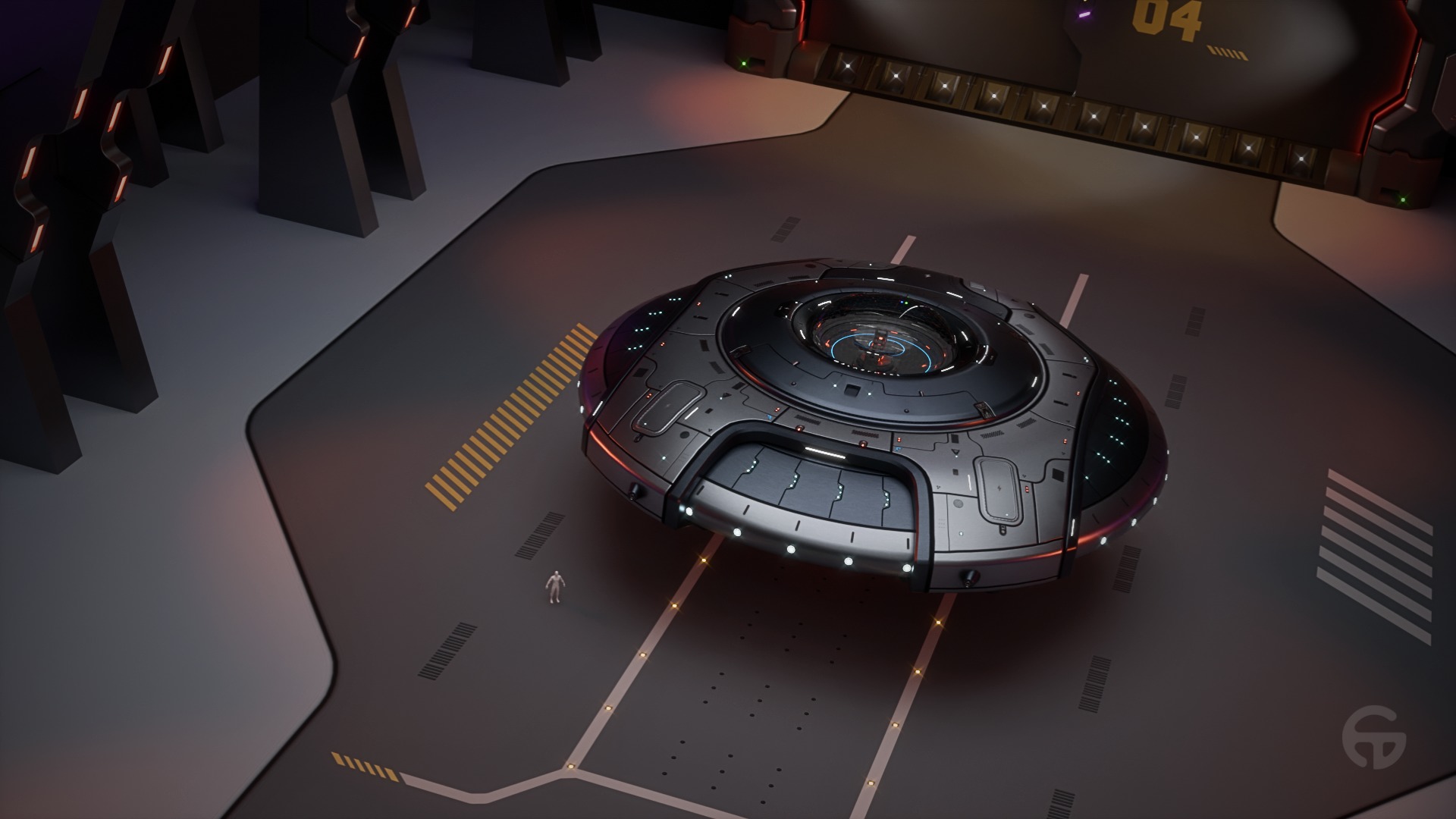 Oblasphere UFO Spaceship 3D Model Low-poly 3D model_10