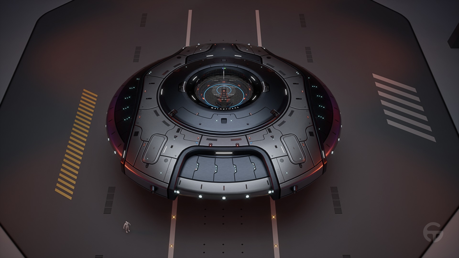 Oblasphere UFO Spaceship 3D Model Low-poly 3D model_12