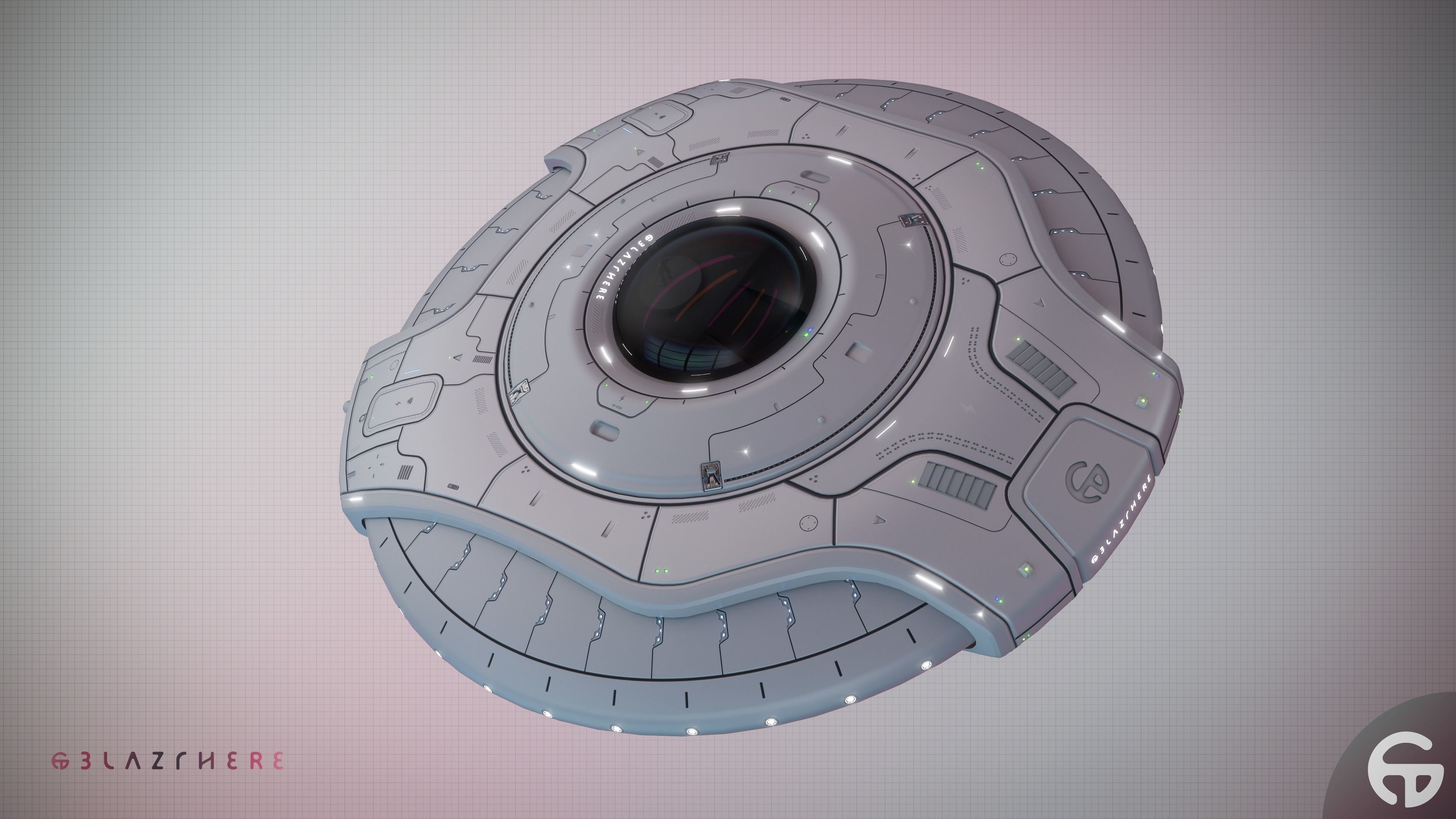 Oblasphere UFO Spaceship 3D Model Low-poly 3D model_19