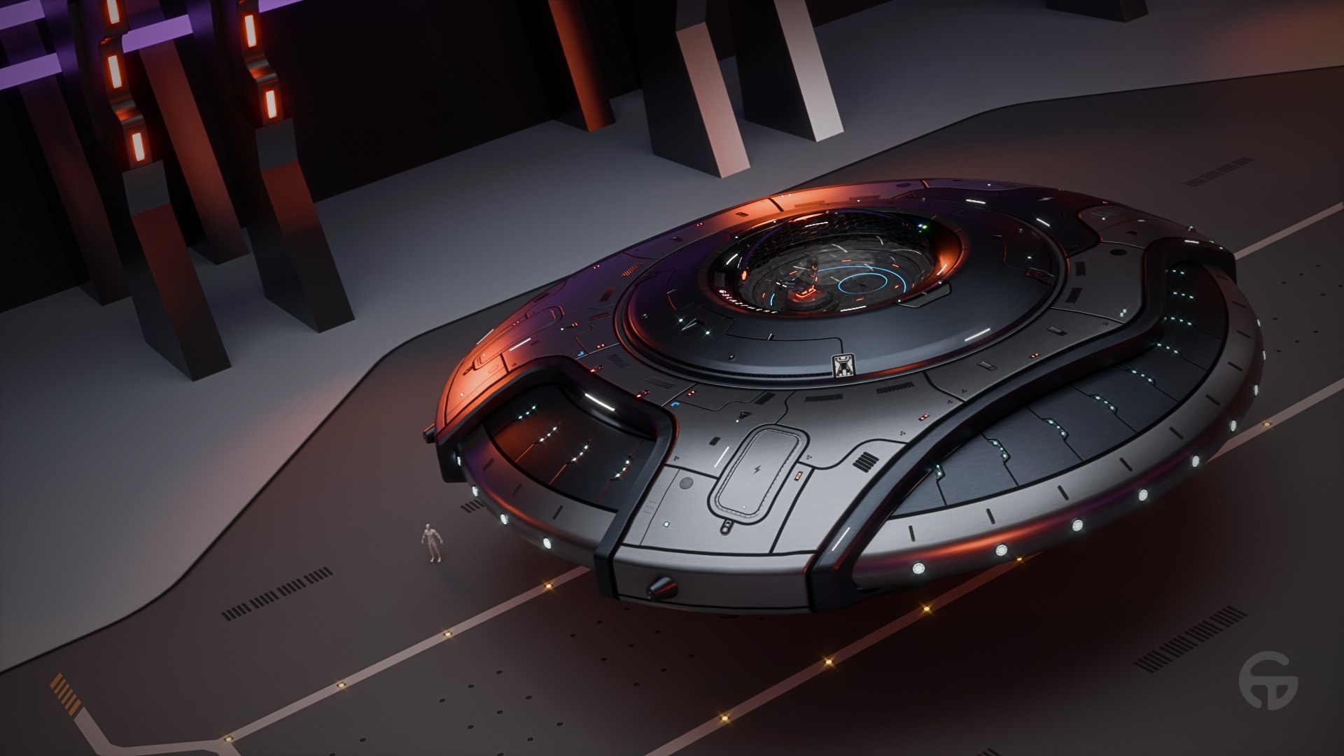 Oblasphere UFO Spaceship 3D Model Low-poly 3D model_14