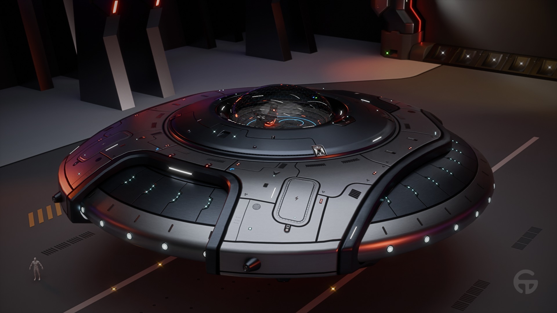 Oblasphere UFO Spaceship 3D Model Low-poly 3D model_1