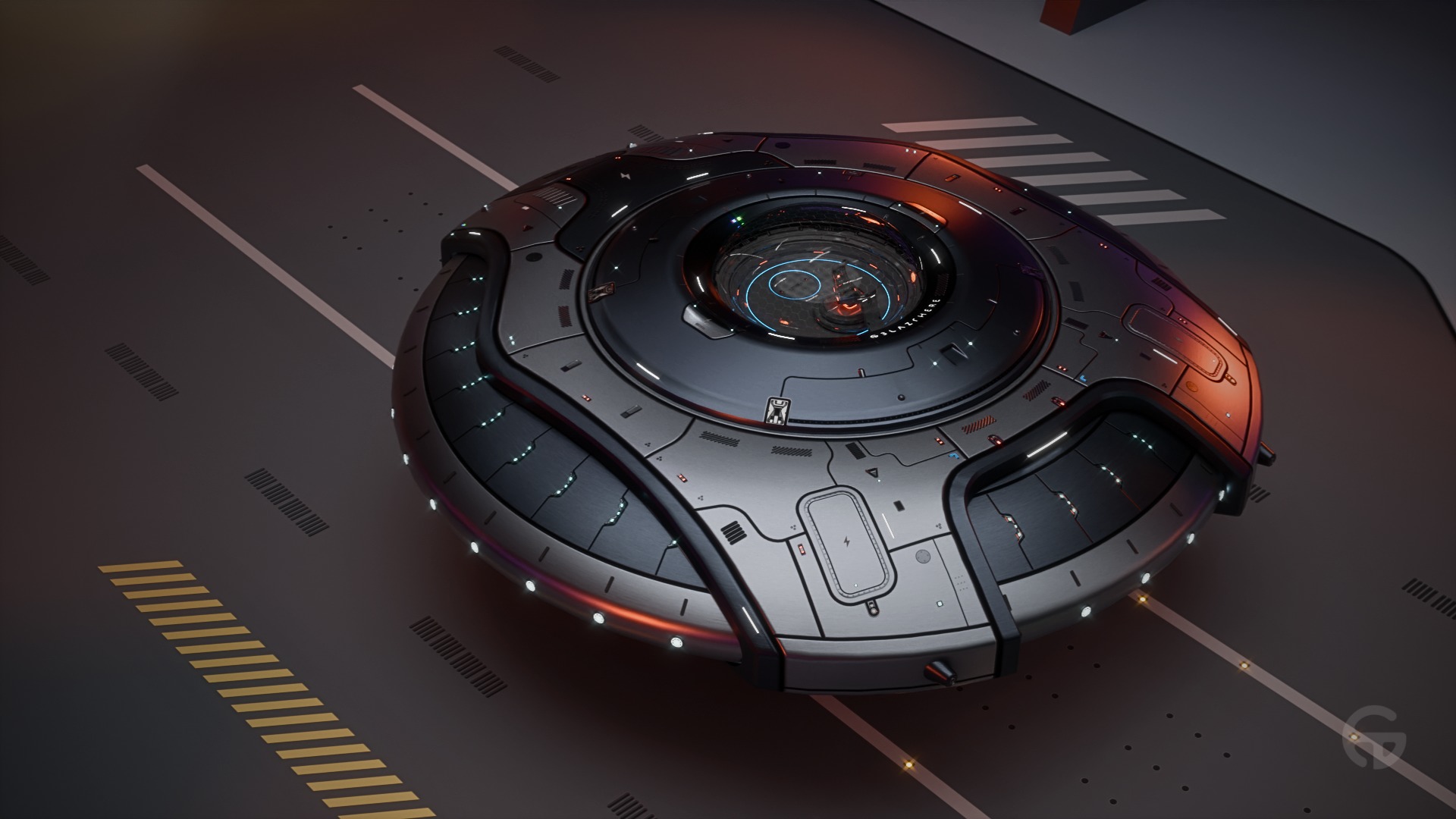 Oblasphere UFO Spaceship 3D Model Low-poly 3D model_4