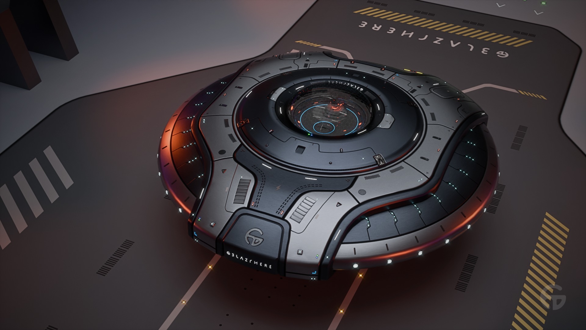 Oblasphere UFO Spaceship 3D Model Low-poly 3D model_6