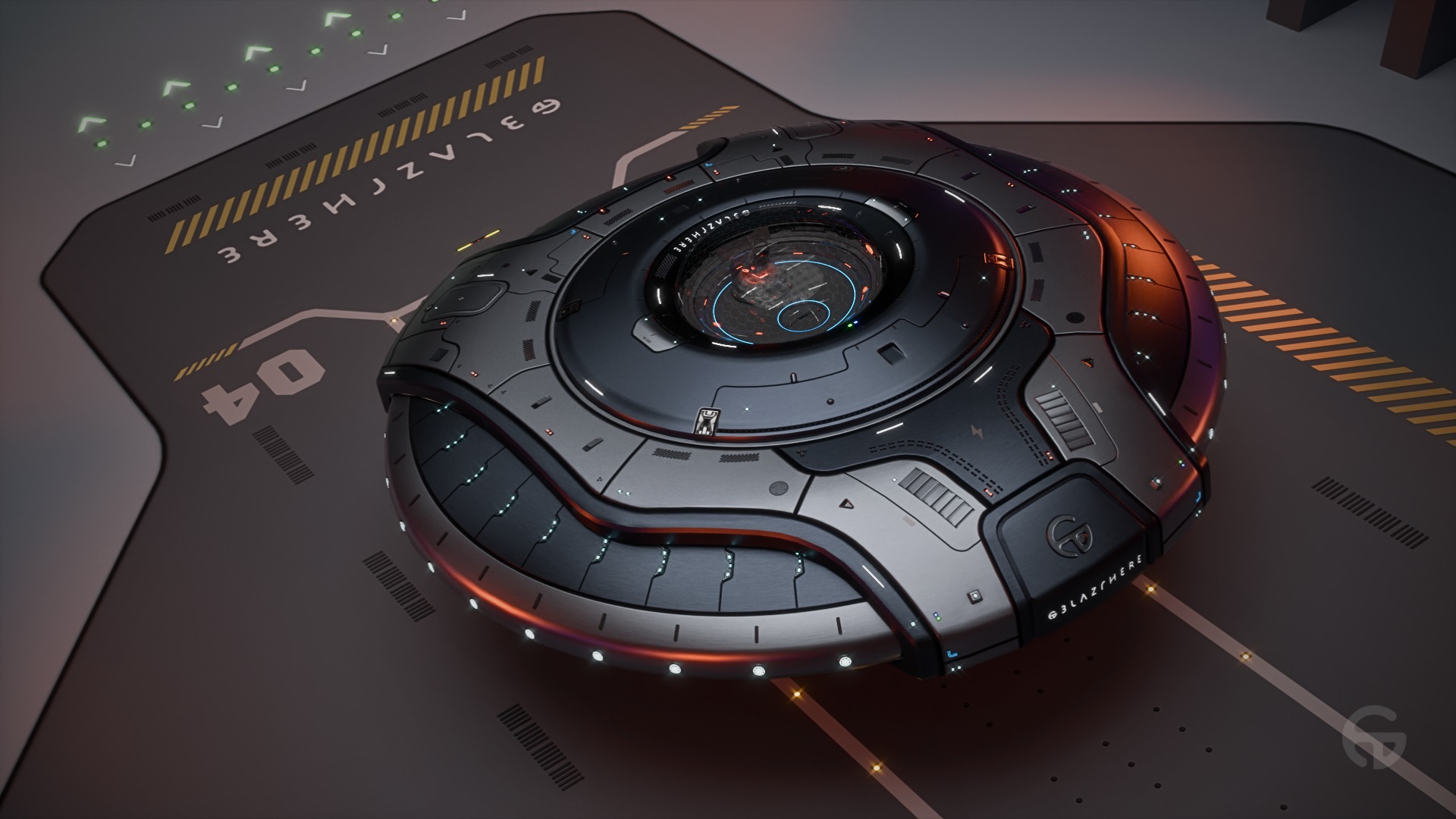 Oblasphere UFO Spaceship 3D Model Low-poly 3D model_7