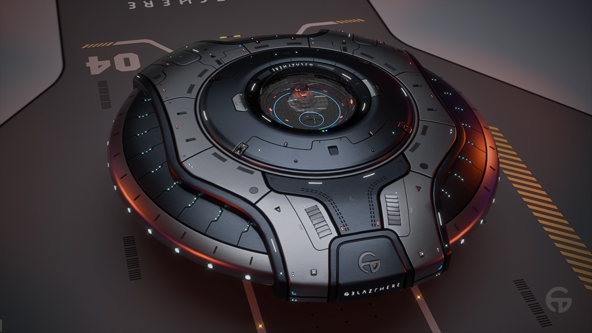 Oblasphere UFO Spaceship 3D Model Low-poly 3D model_16