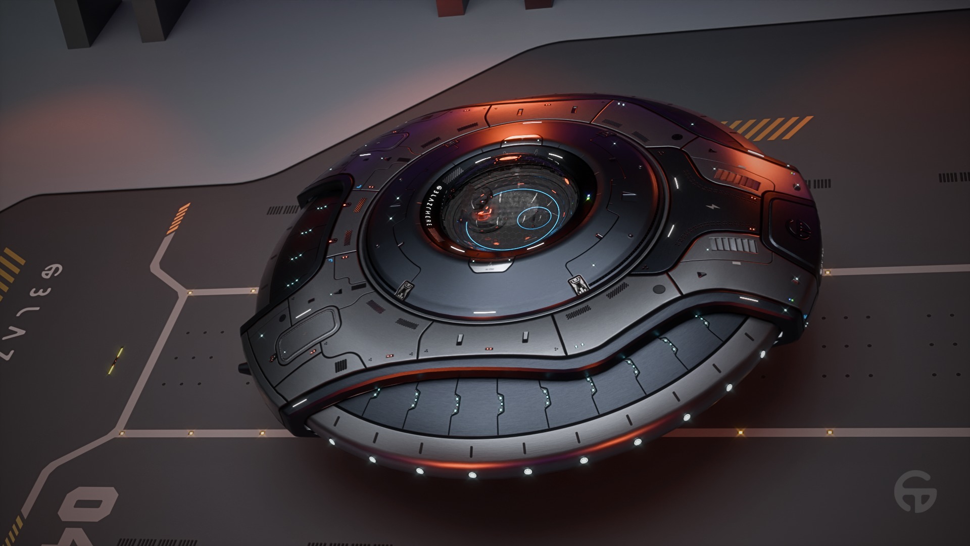 Oblasphere UFO Spaceship 3D Model Low-poly 3D model_9