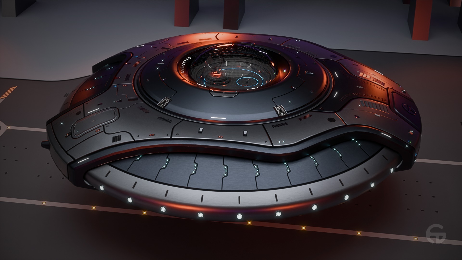 Oblasphere UFO Spaceship 3D Model Low-poly 3D model_15