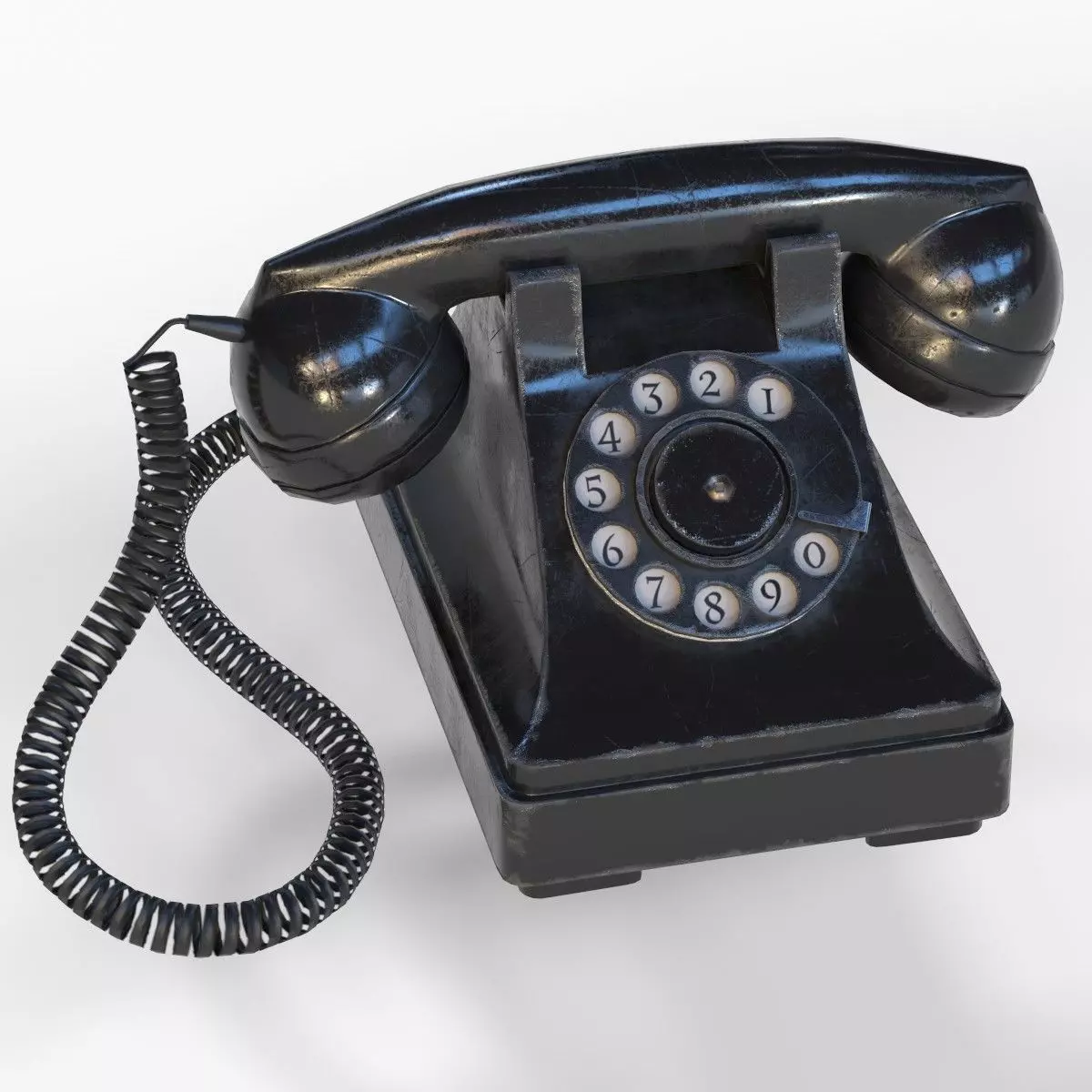 Retro Phone Low-poly 3D model_0