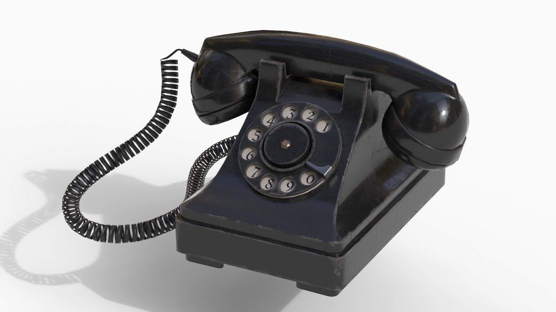 Retro Phone Low-poly 3D model_7