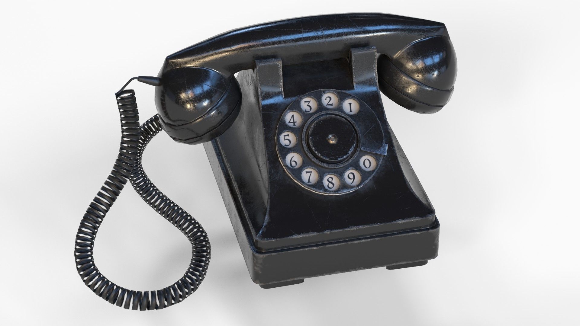 Retro Phone Low-poly 3D model_4