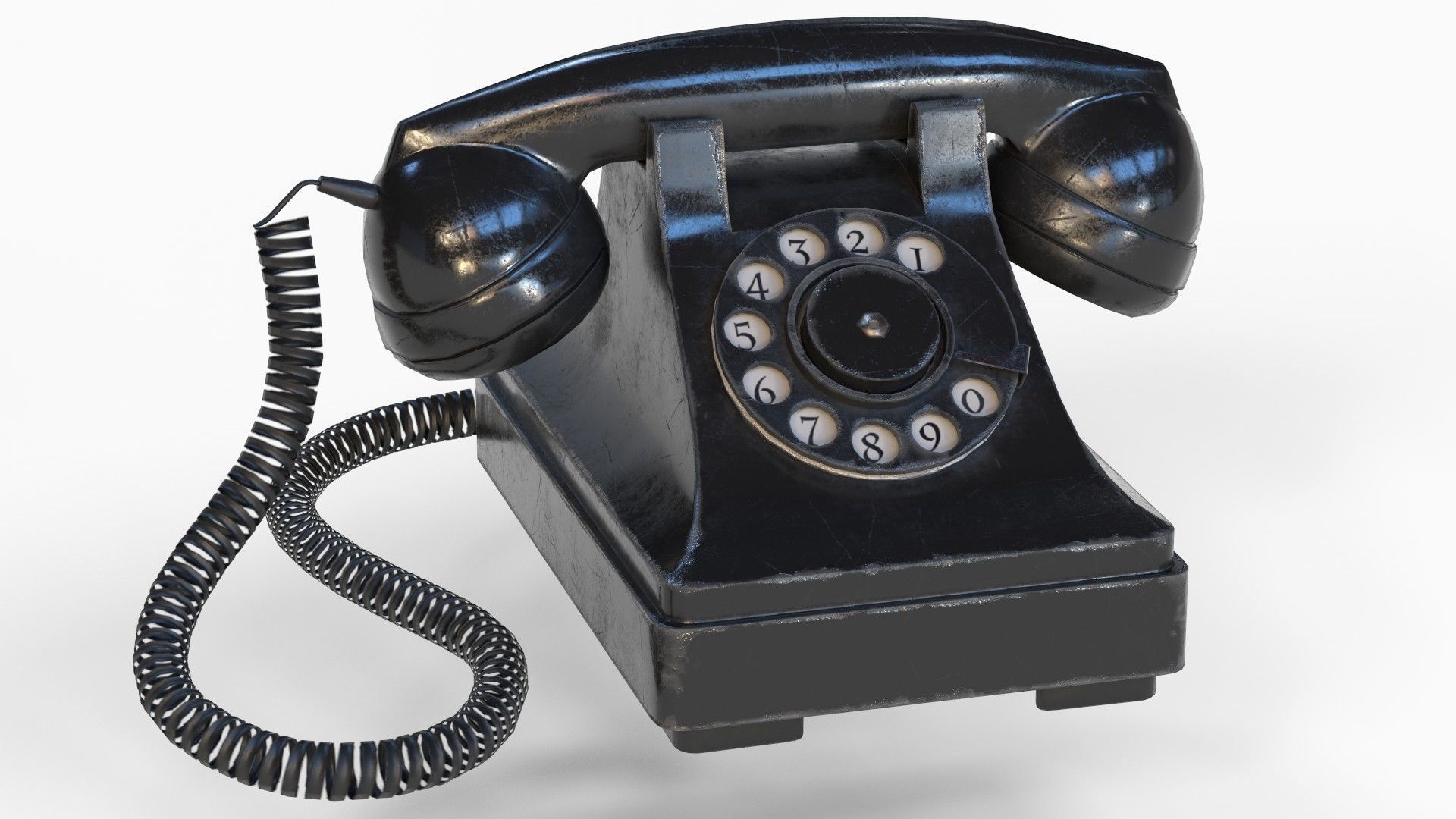 Retro Phone Low-poly 3D model_3
