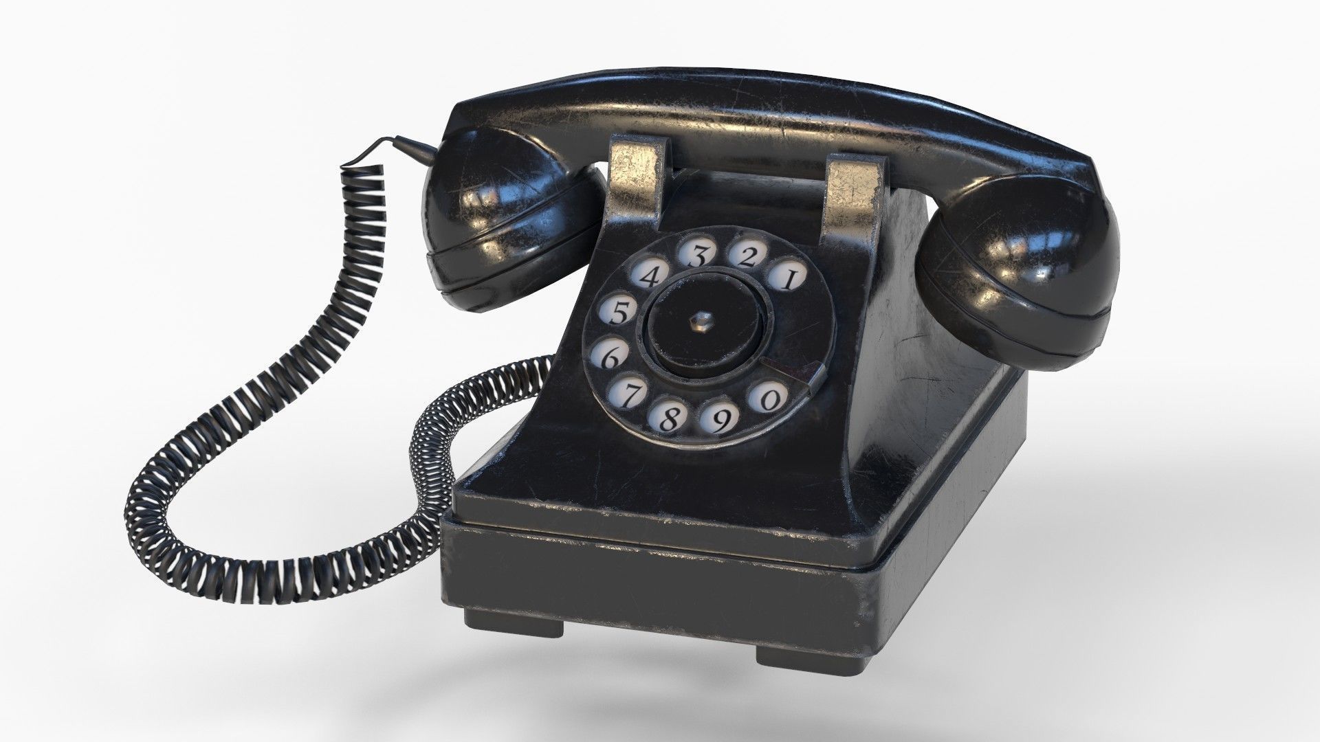 Retro Phone Low-poly 3D model_2