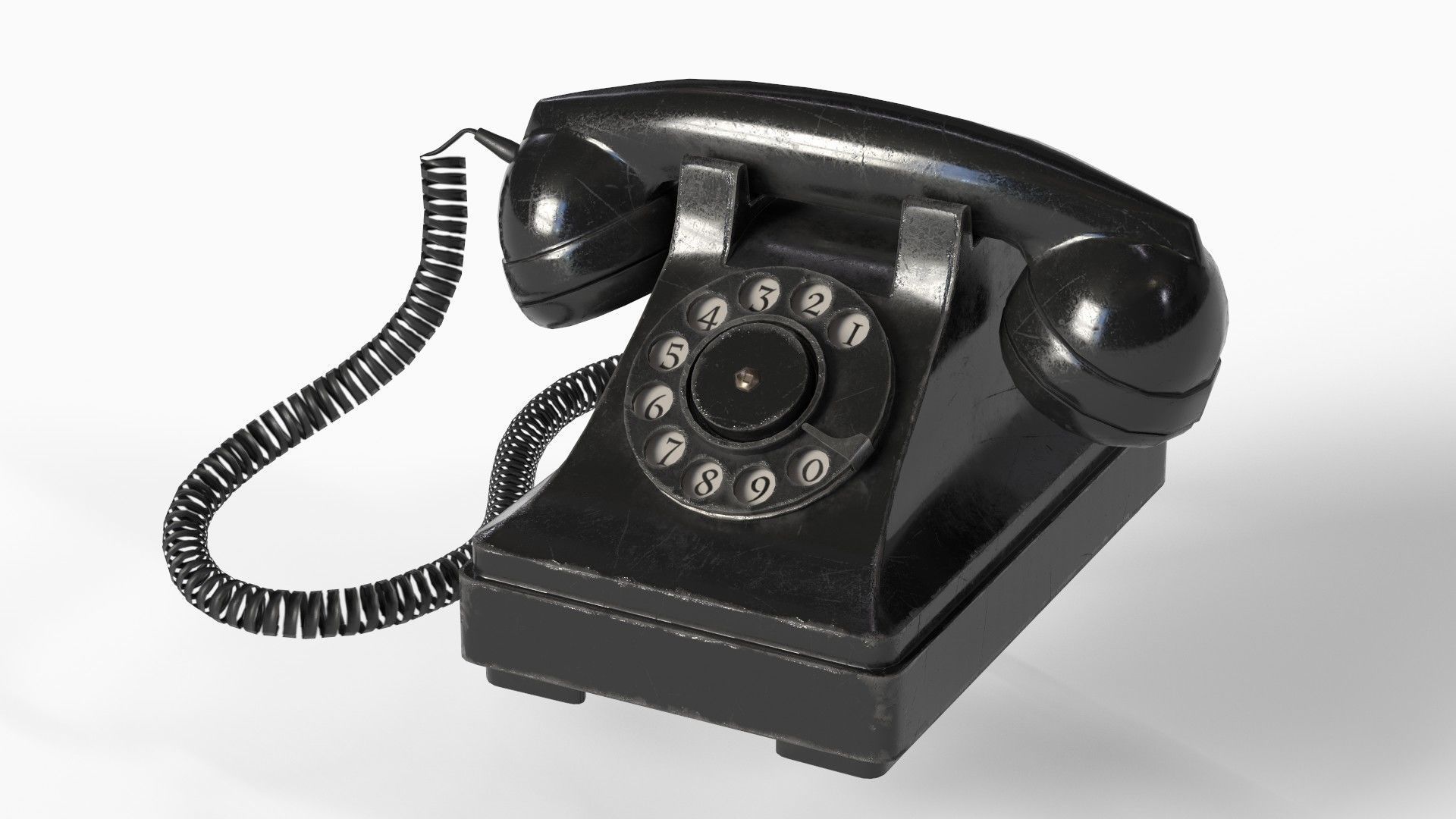 Retro Phone Low-poly 3D model_8