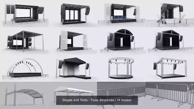 Stages and Tents - Truss Structures 3D Model Collection