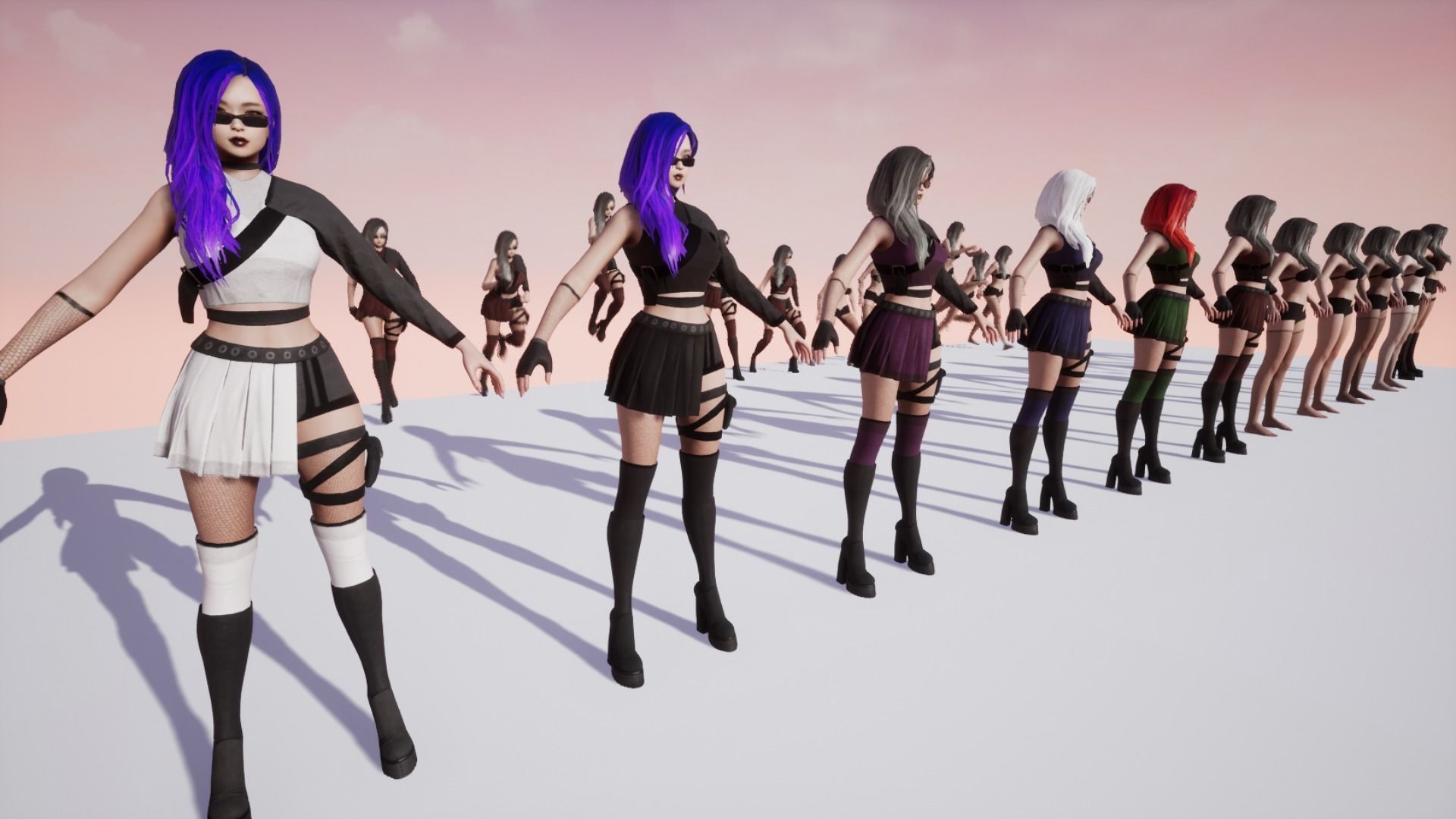 Techwear Girl - Modular Female Character Low-poly 3D model_22