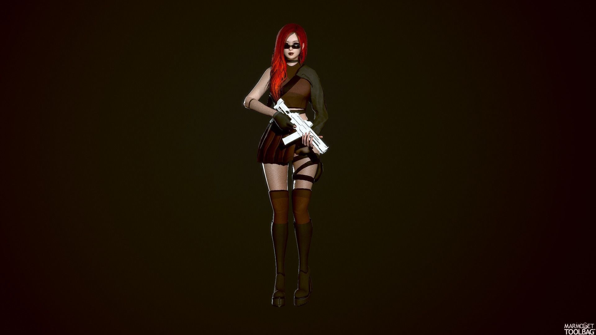 Techwear Girl - Modular Female Character Low-poly 3D model_8