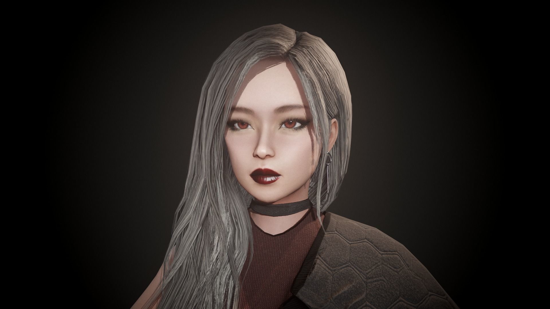 Techwear Girl - Modular Female Character Low-poly 3D model_14