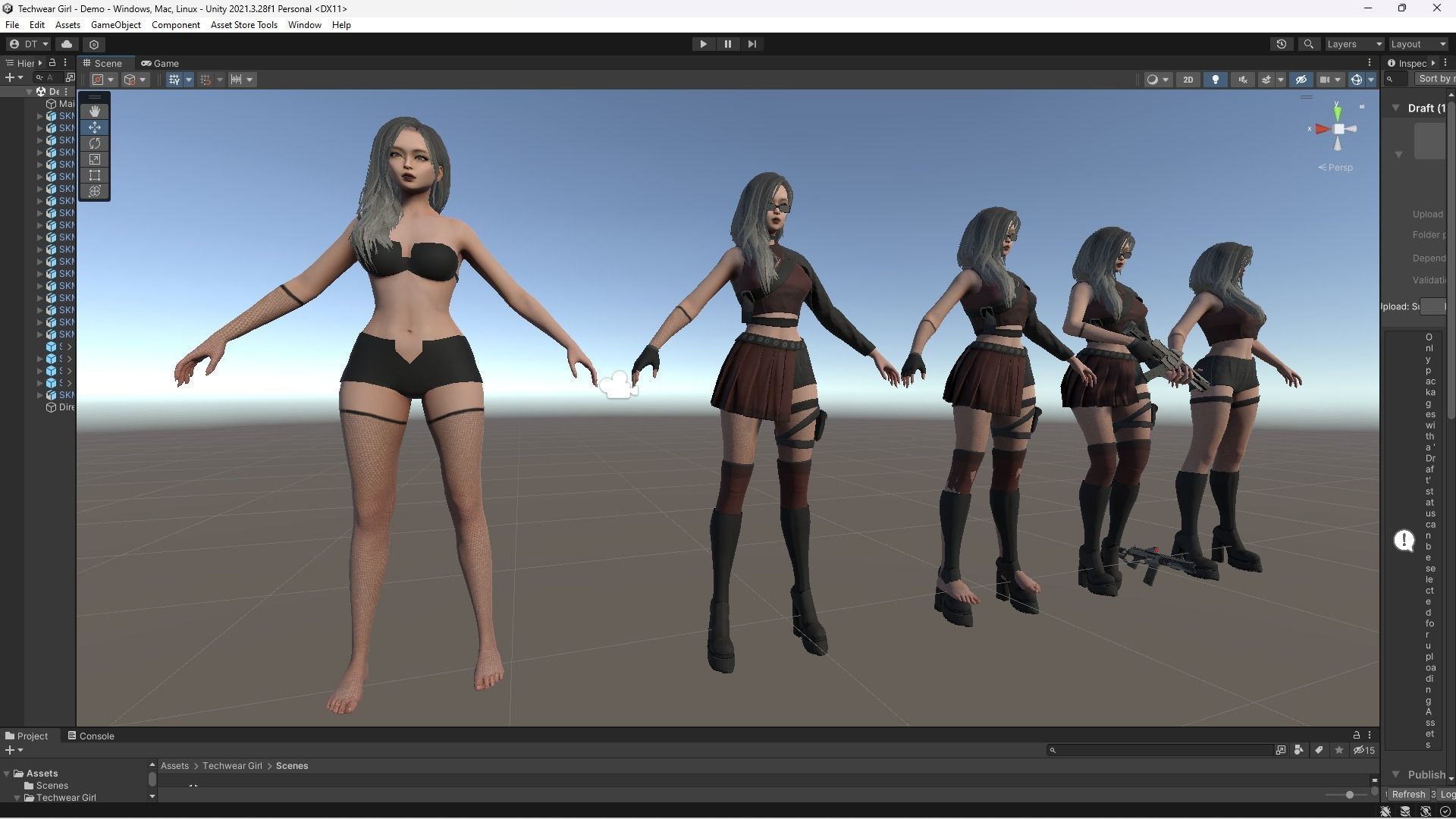 Techwear Girl - Modular Female Character Low-poly 3D model_15