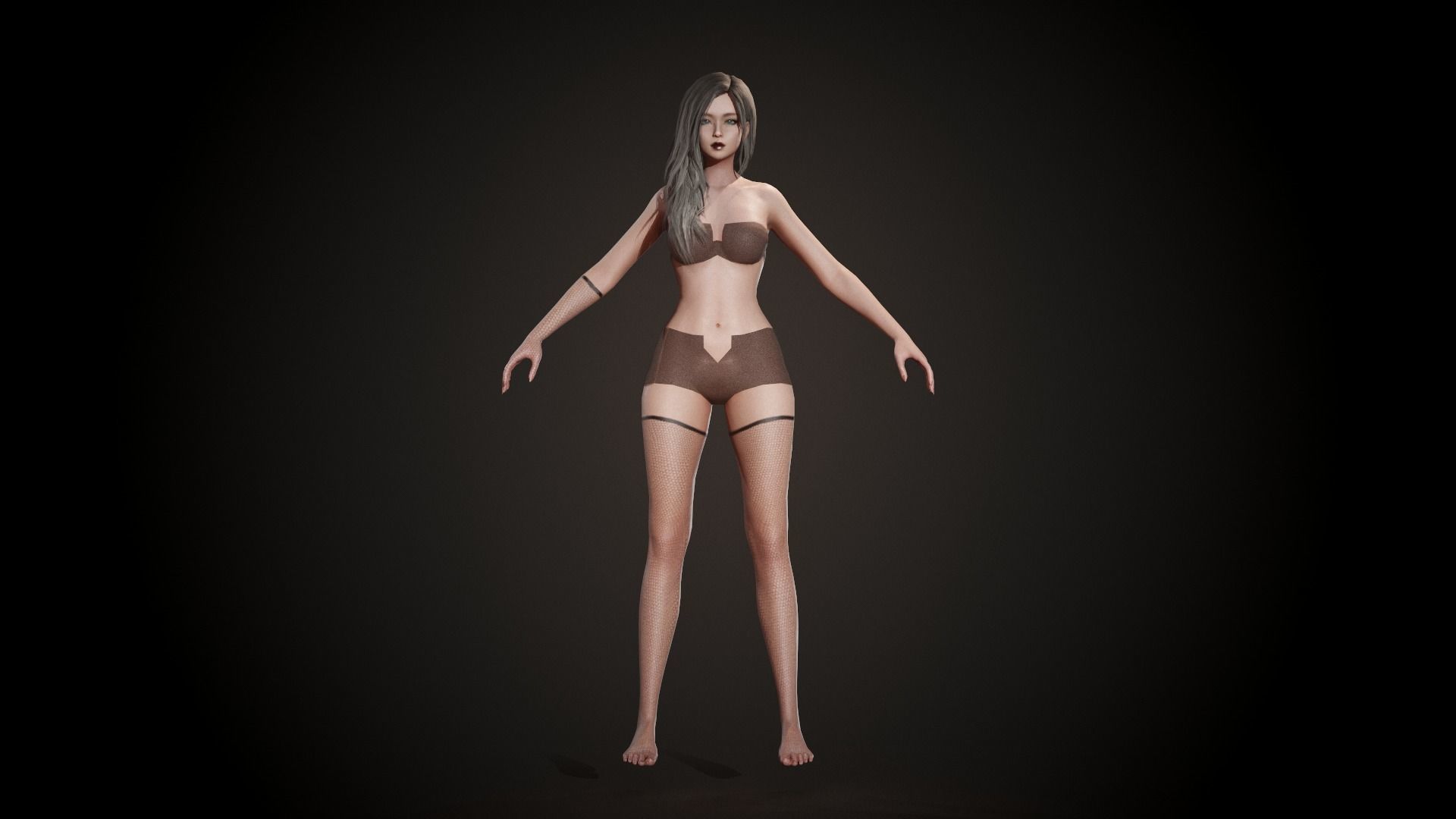 Techwear Girl - Modular Female Character Low-poly 3D model_7