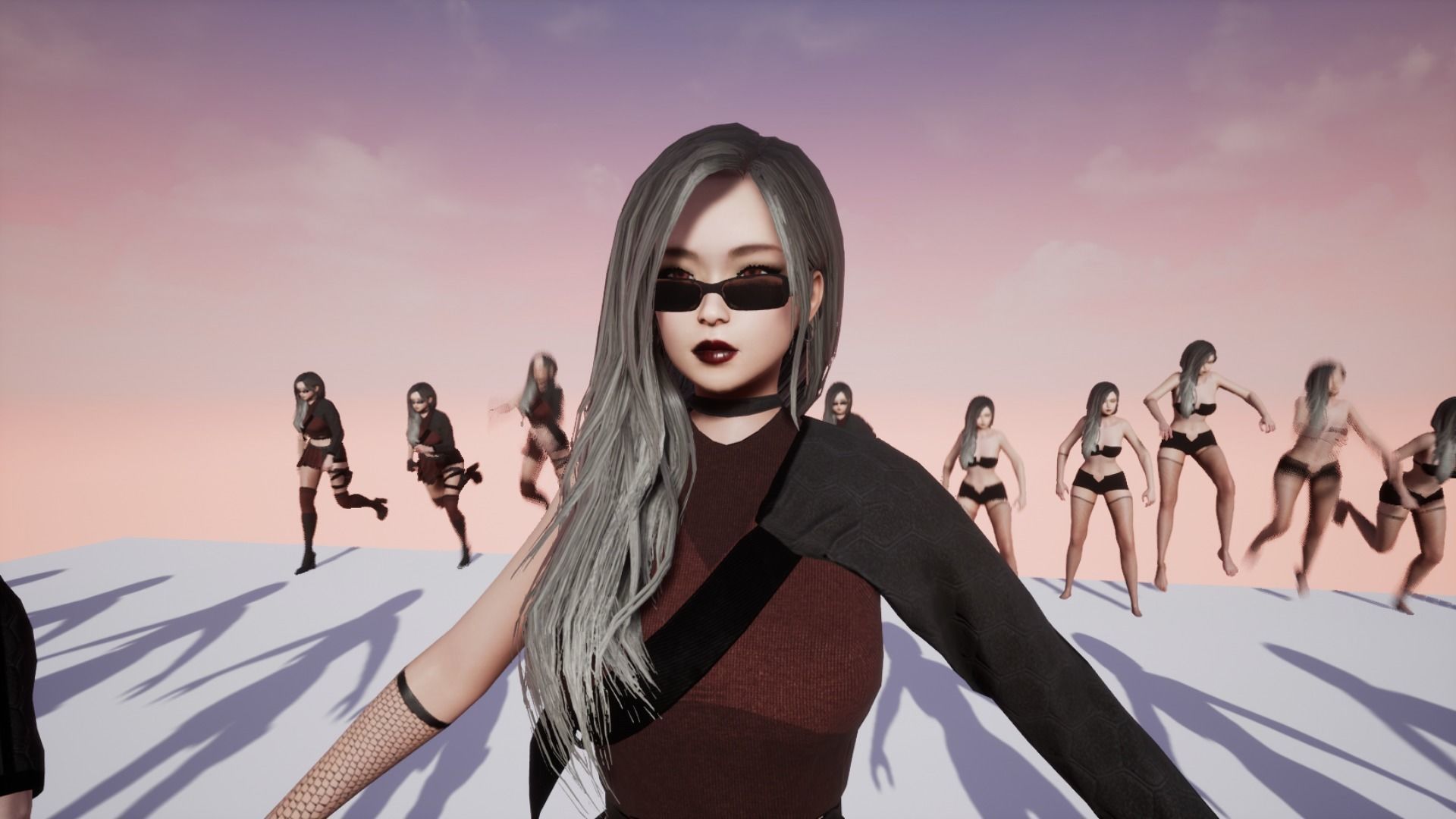 Techwear Girl - Modular Female Character Low-poly 3D model_20